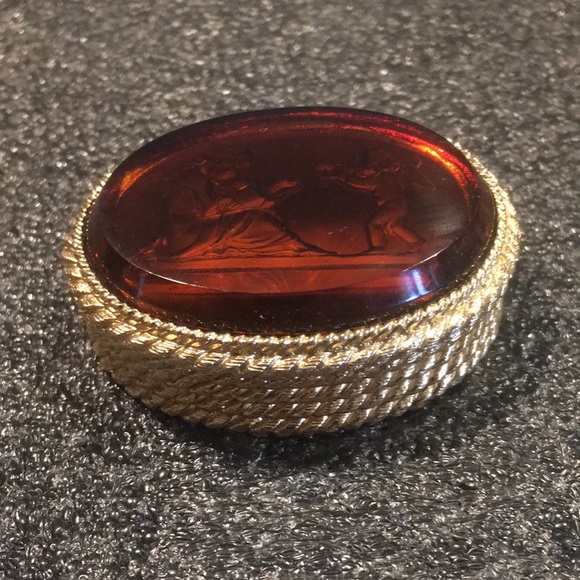 Storage & Organization | Vintage Gold Amber Intaglio Glass Grecian ...